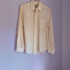 Abercrombie & Fitch Mens 💯 Linen Pale Yellow Long-Sleeve Button-Down Shirt